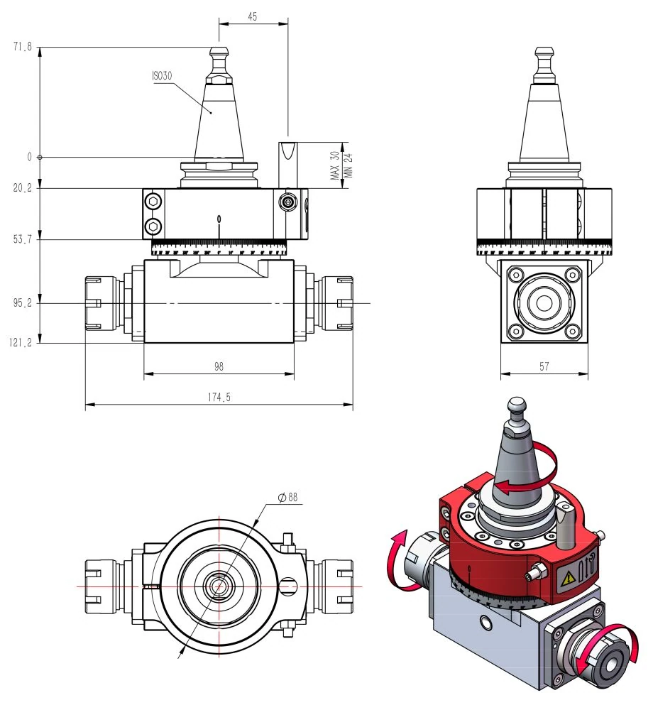 ISO30-ER25×2 technical drawing 1