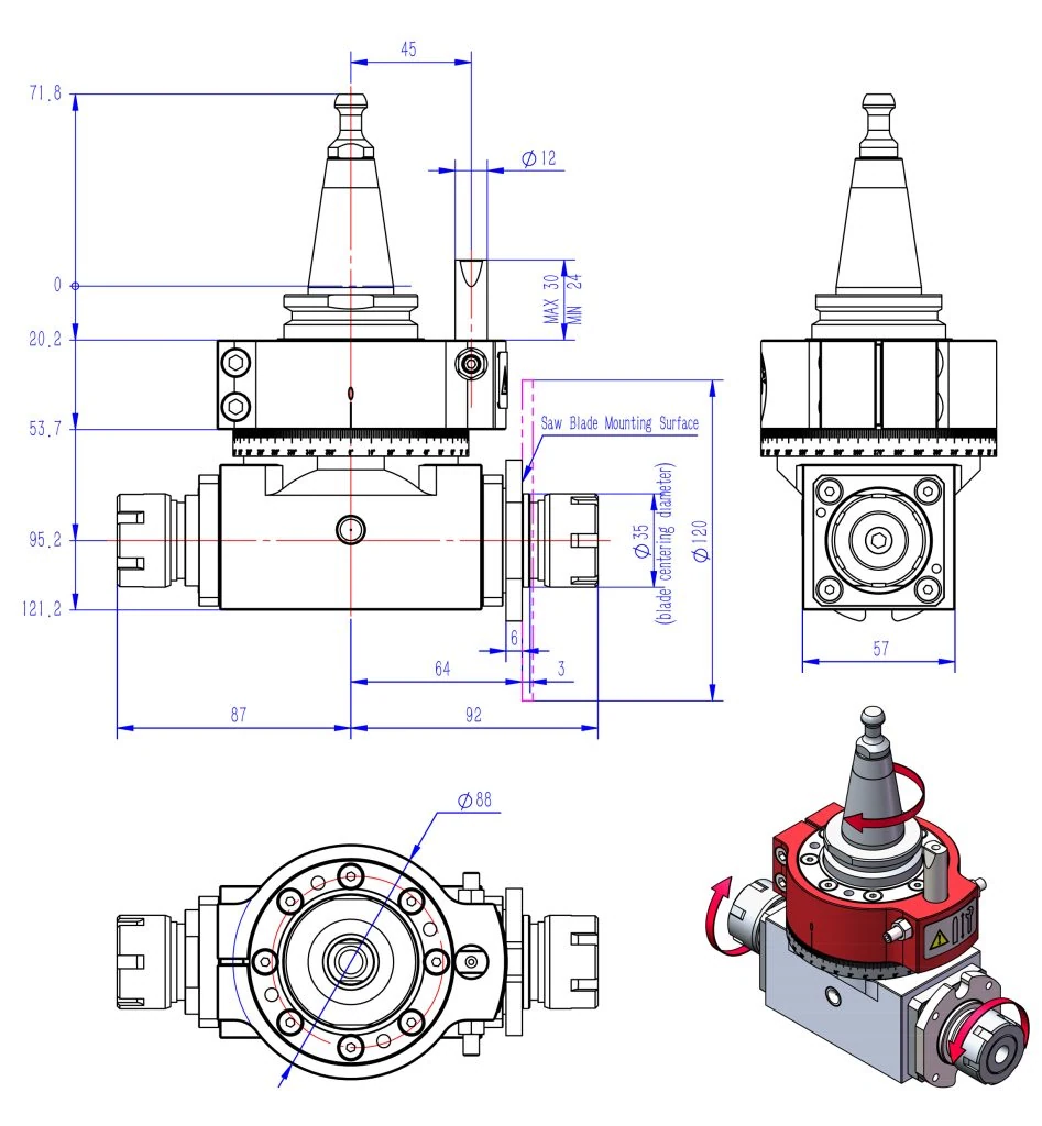 ISO30-ER25×2-S technical drawing 1